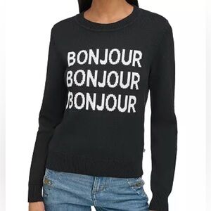 Karl Lagerfeld Paris Bonjour Crewneck Long Sleeve Sweater Black Women’s M